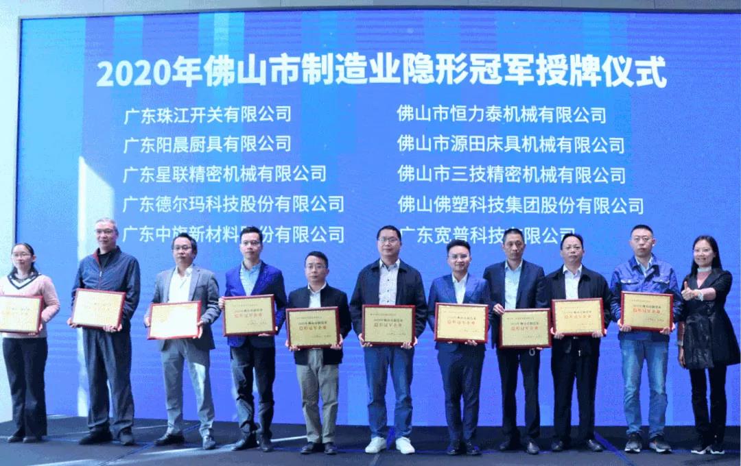 佛塑科技及控股子公司緯達公司榮獲“2020年佛山市制造業隱形冠軍企業”稱號 佛塑科技及控股子公司緯達公司榮獲“2020年佛山市制造業隱形冠軍企業”稱號