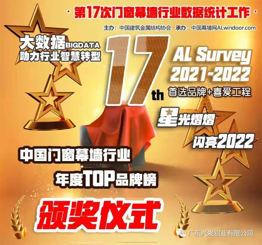 興發鋁業再次榮獲“建筑型材十大首選品牌”稱號